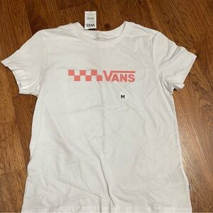 Vans juniors White and pink Logo T-Shirt size medium New with tags